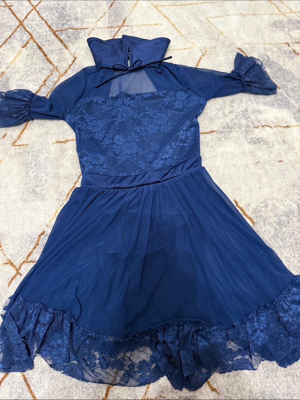 Weissman Navy Lace & Mesh Dance Costume Dress
